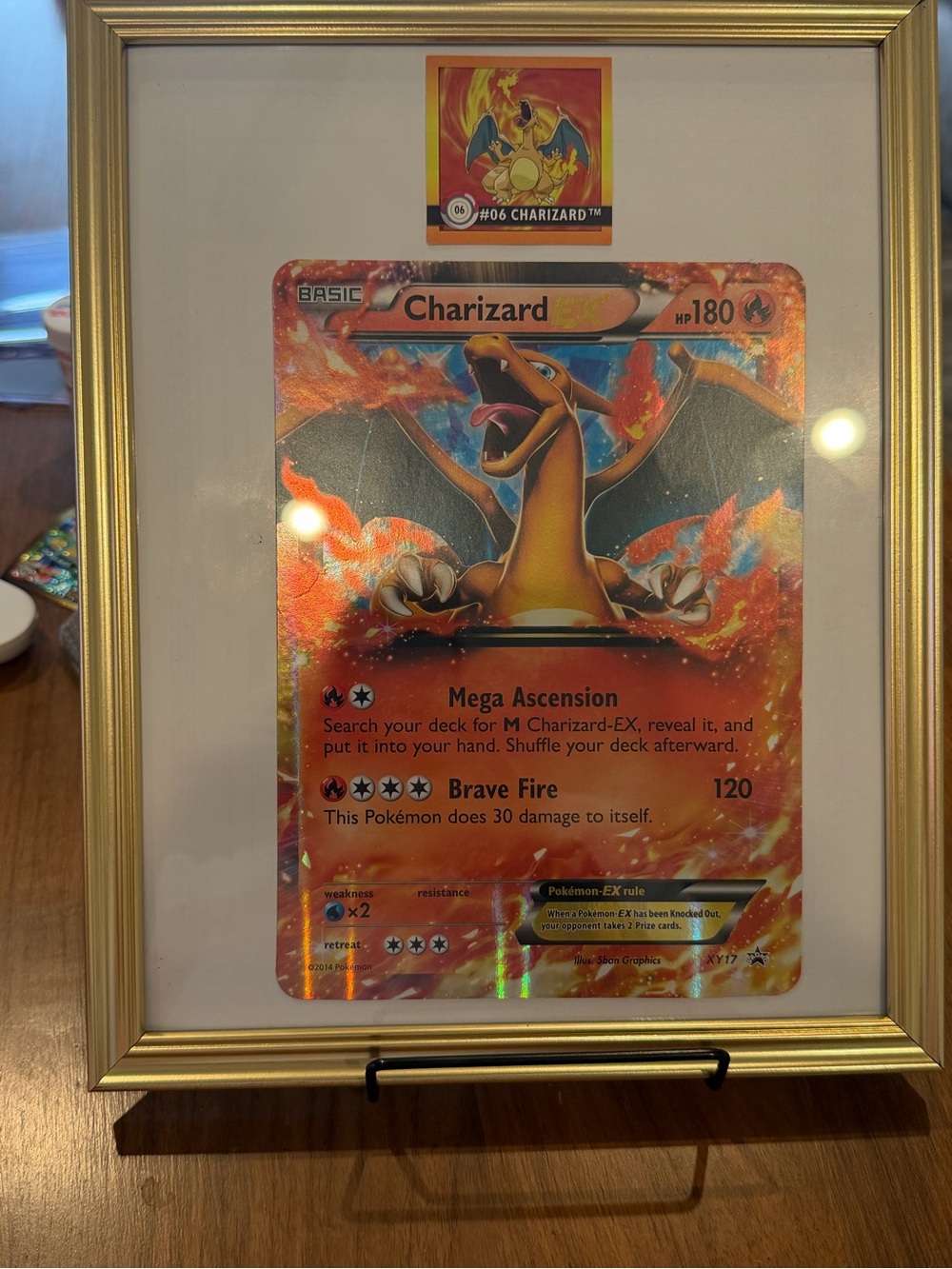 Pokemon Charizard Framed Holographic Card - Orange, Yellow, Black